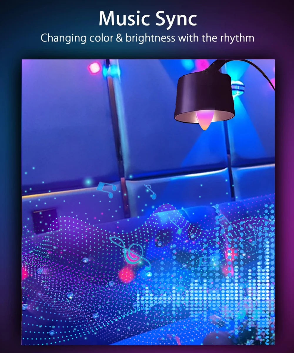 ampoules led intelligentes e14 rgb wifi zigbee blanc multicolore forme bougie moderne minimaliste