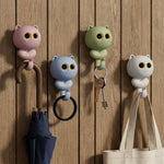 porte clés adhésifs chat happy life rose bleu vert gris noir mignon cartoon