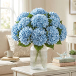 décoration intérieure bouquet artificiel hortensia classique bleu blanc rose vert élégant transparent