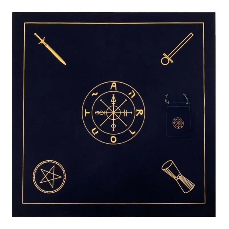 tapis polyester imperméable noir motifs religieux rituels astrologiques usage maison fête