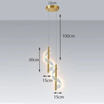 suspension lumineuse moderne or blanc spirale transparent chambre salon