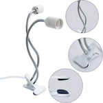 lampe pince flexible blanc moderne base e27 tige métallique réglable interrupteur prise us