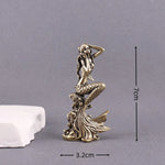 statuette sirène dorée peau poisson cheveux ondulés classique décoration maison artisanat figurine miniatureOpaqueDecorationArtCraftFigureMiniature