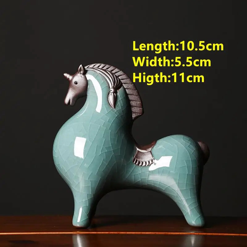 décoration céramique chevaux figurines couleur vert rouge gris minimaliste asiatique nouveau classique post moderne