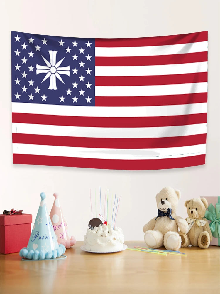 drapeau classique patriotique étoiles blanches rayures rouges blancs dorés tissu super tex polyester decoration