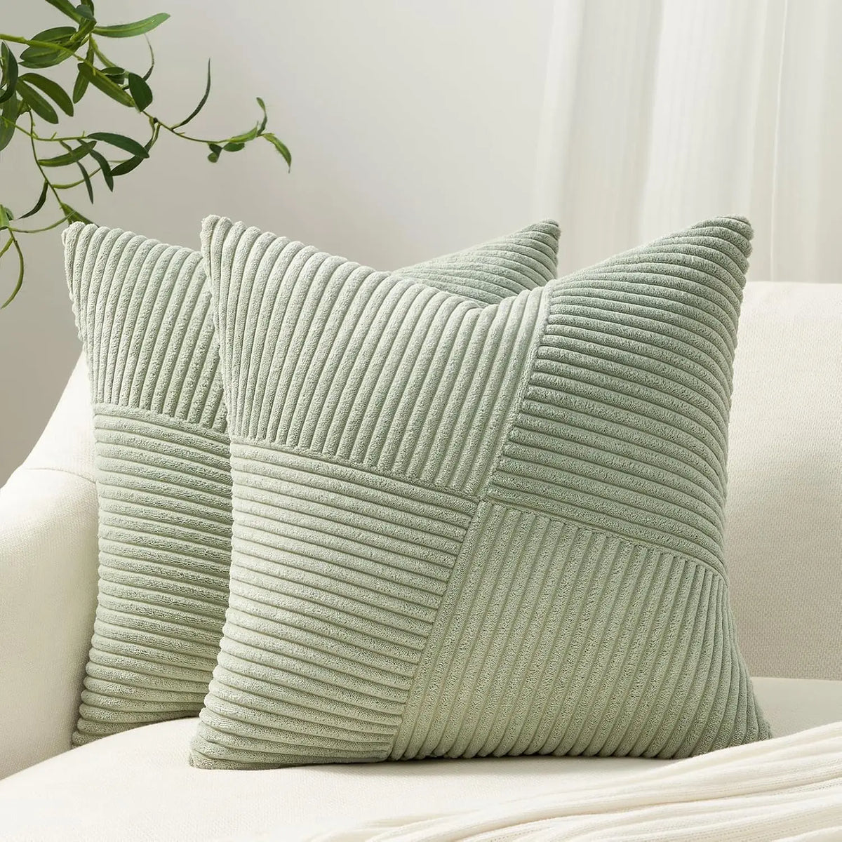 coussin beige rayures verticales moderne housse 45x45cm polyester coton zipper blancintérieur deco maison