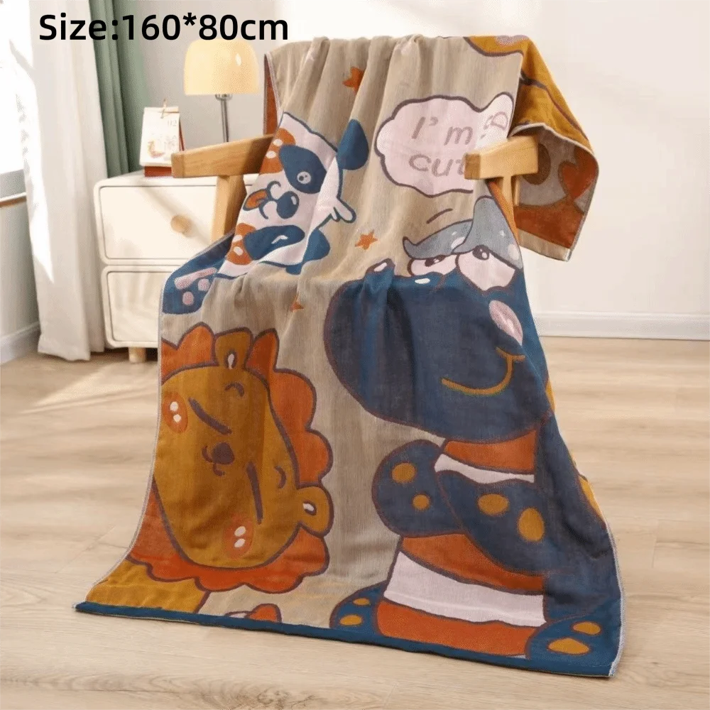 serviette bain douce imprimée double face motif lapins fleurs papillons enfantin multifenctionnelle absorption longue