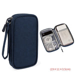 sac rangement accessoires tissu gris clair pratique ecouteurs cable usb chargeur voyage