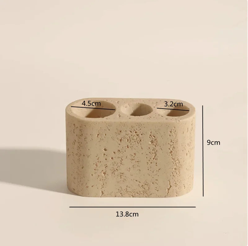 ensemble produits salle bain moderne céramique beige clair porte brosse dents diffuseur parfum distributeur