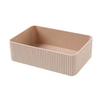 boîtes rangement gris blanc rayées modernes empilables 2l charge2kg cosmétiques lunettes ciseaux télécommande