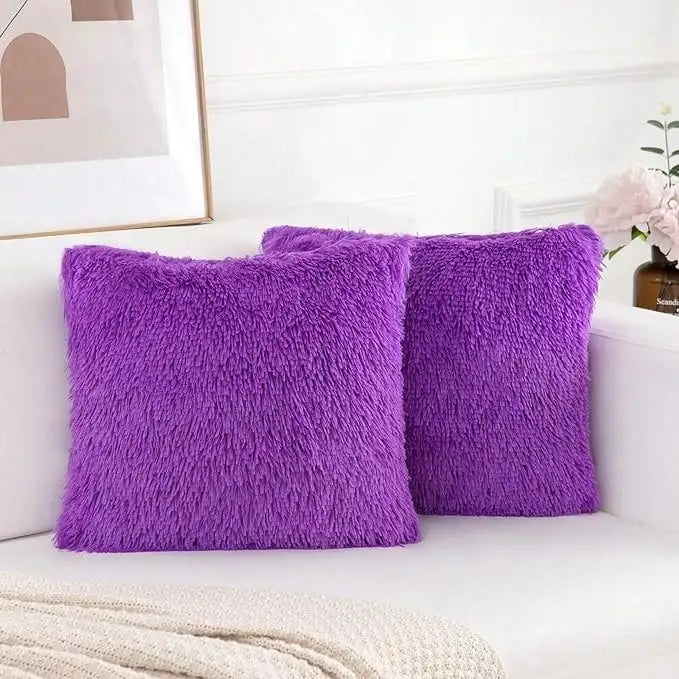 housses coussin décoratives peluche polyester moderne fermeture glissière bleu noir rose violet orange blanc