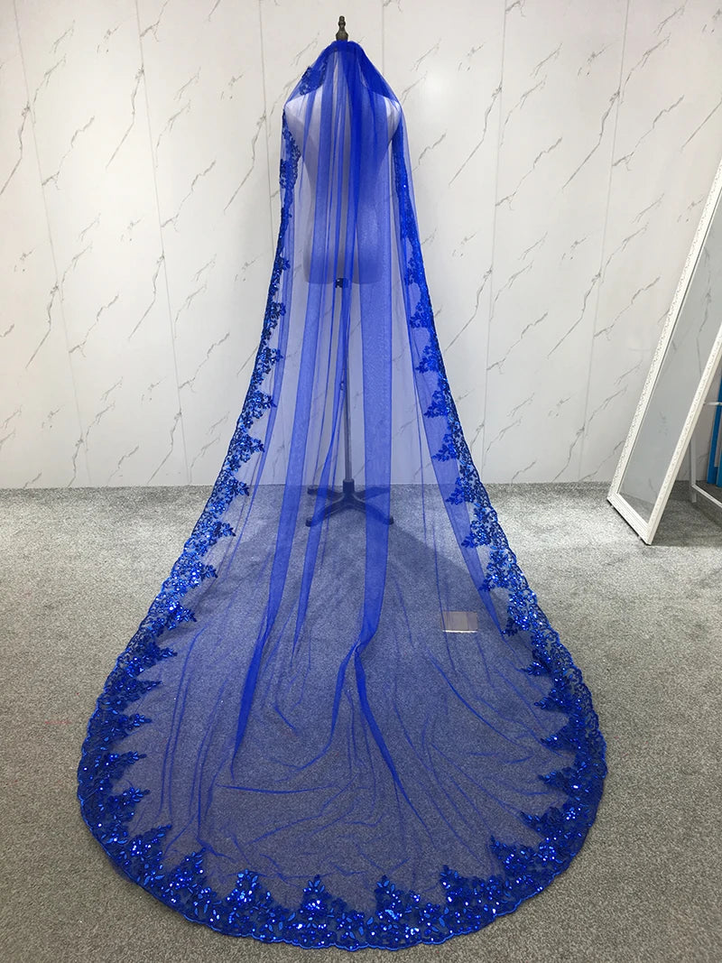 voile mariée classique polyesters sequins dentelle transparente noir rouge vert or blanc femmes