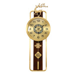 horloge murale chinoise bien être or bois fixation cadran métal motif caractère