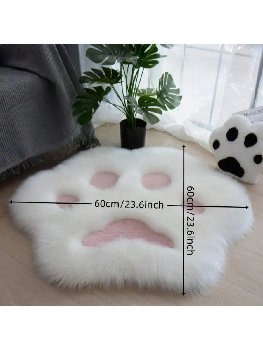 tapis blanc rose pâle motif pattes chat doux fourré acrylique daim moderne chambre maison