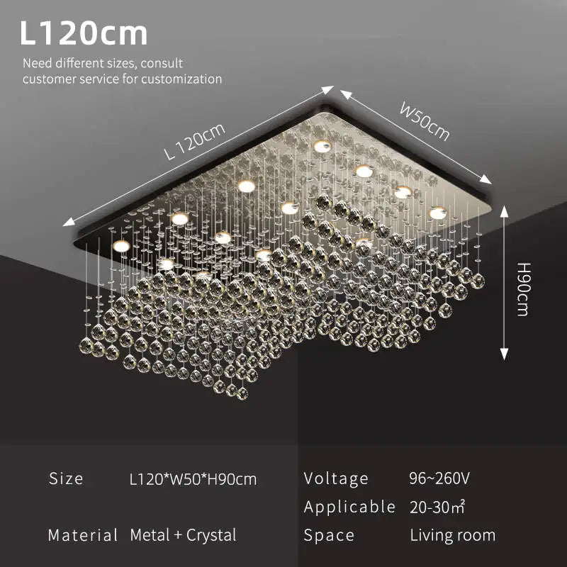 suspension lumineuse moderne cristal transparente argentée led 90 260v