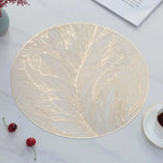 tapis table moderne élégants feuilles stylisées blanc doré respectueux environnement 4pcs