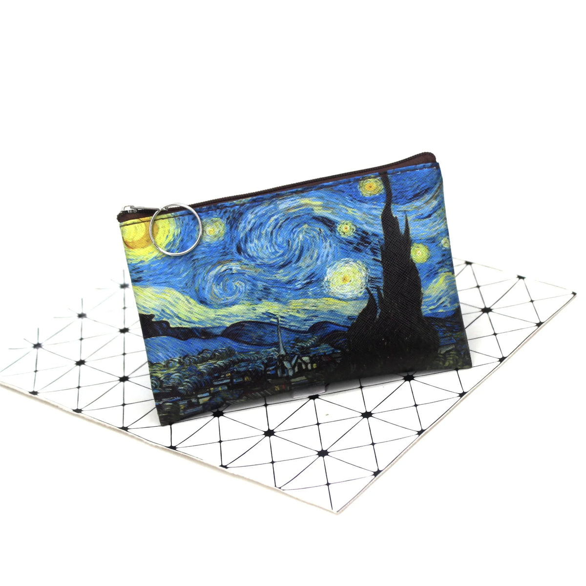 porte monnaie voyage toile respectueuse environnement pliable multifonction art peinture célèbre nuit étoilée cosmetic