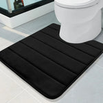 tapis salle bain moderne deux textures gris vert antidérapant bouclé rayures minimaliste