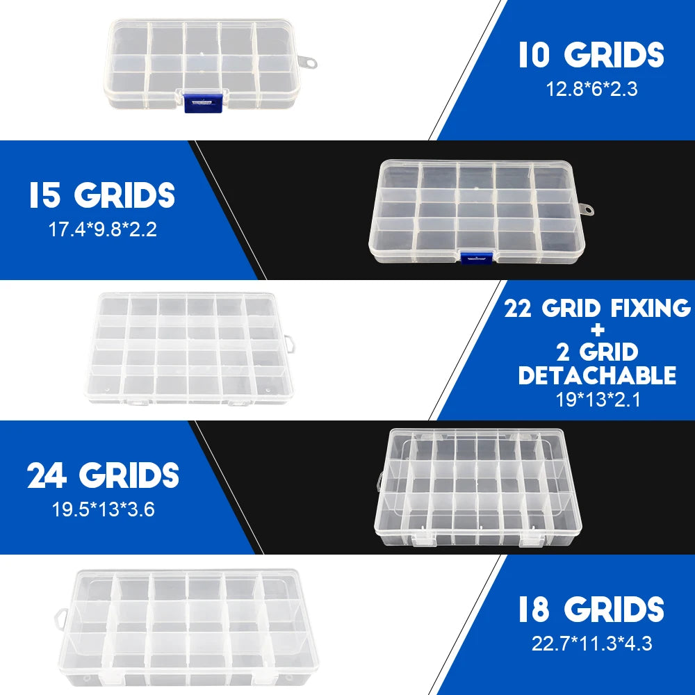 boîtes rangement transparentes modulaires grilles détachables organisation pratique bijoux outils écologiques plastique pp respectueux