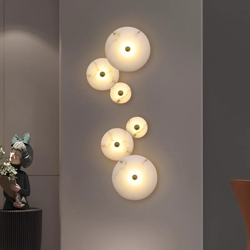 applique murale moderne marbre doré éclairage blanc chambre salon entrée étude 3000K 5000K fixée