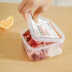 boîtes conservation alimentaires transparentes modernes poignées étiquettes fruits légumes viandes