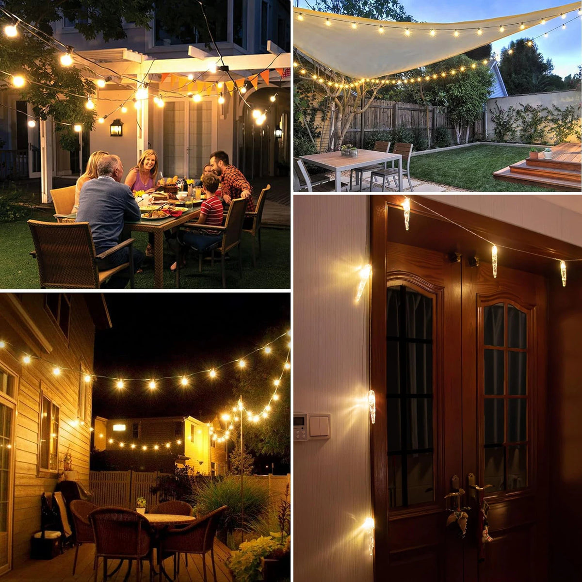 guirlande lumineuse extérieure 110v 220v e12 imperméable décoration jardin mariage led ambré