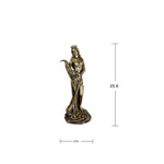 statue déesse antique dorée reliefs détaillés corne abondance couronne voile base pièces chance fortune