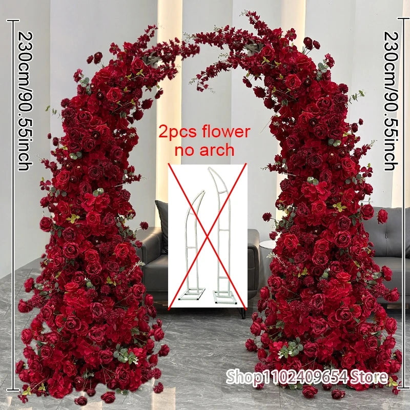 Décoration murale arche fleurs artificielles rouge moderne mariage anniversaire événementiauxextérieur