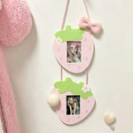 cadre photo mural rose enfantin points verts coeurs visage chat décoratif coréen