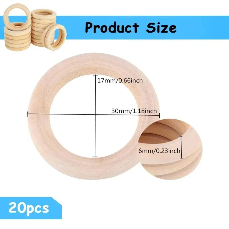 anneaux bois naturel lisses 30mm minimaliste rustiques créations artisanales bijoux diy decorationintérieur