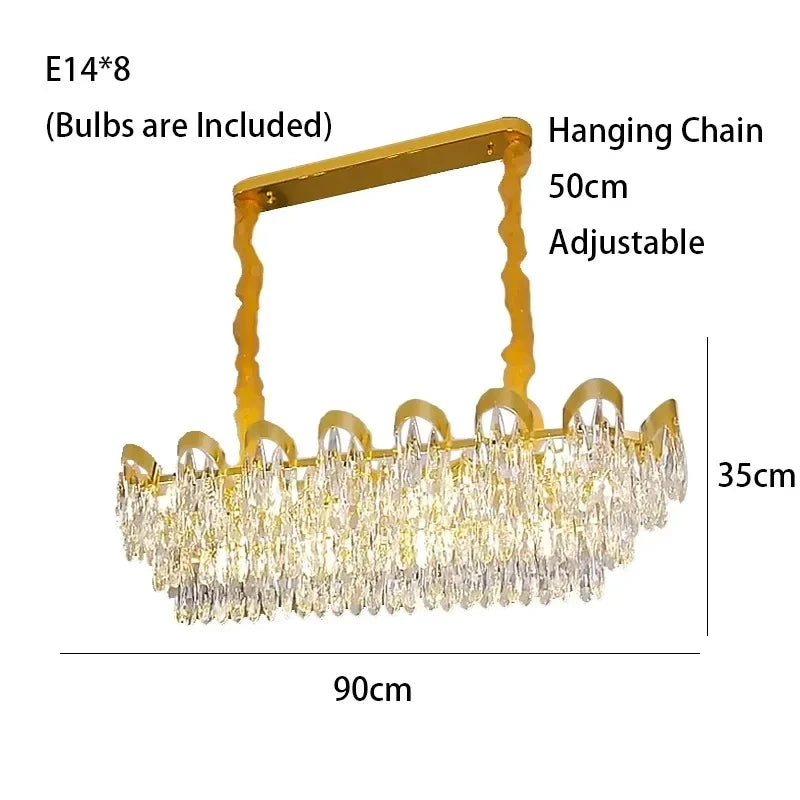 lustre cristal moderne doré transparent finition brillante élégant pendeloque chambre salon