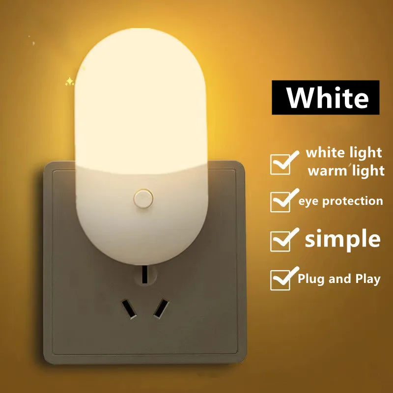 veilleuse led moderne blanc petite taille facile économie d’énergie lumière douce prise eu us