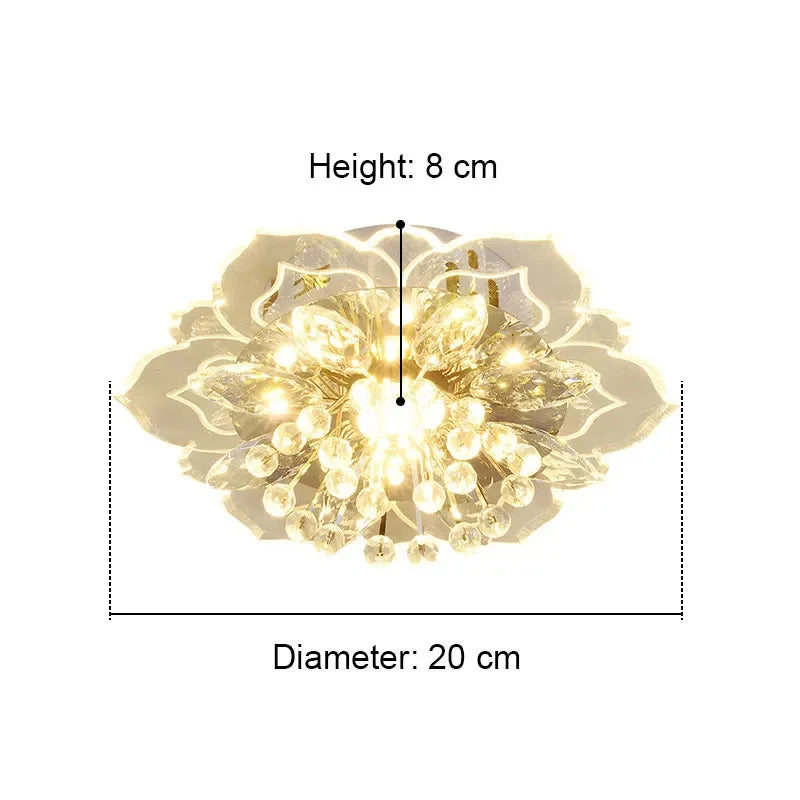 lampe moderne transparente cristal fleur dorée élégante LED autoinstallation chambre salon