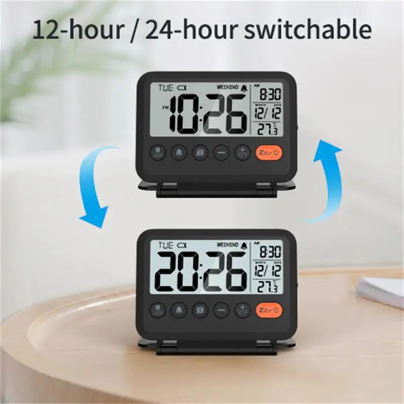 horloge numérique moderne affichage température date sommeil noir lcd led