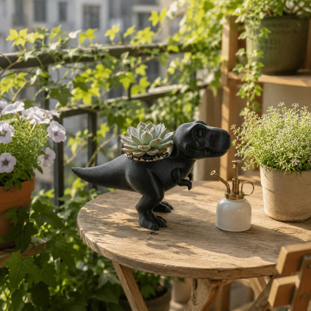 pots succulentes forme dinosaure contemporain noir blanc beige mignon plastique decoration