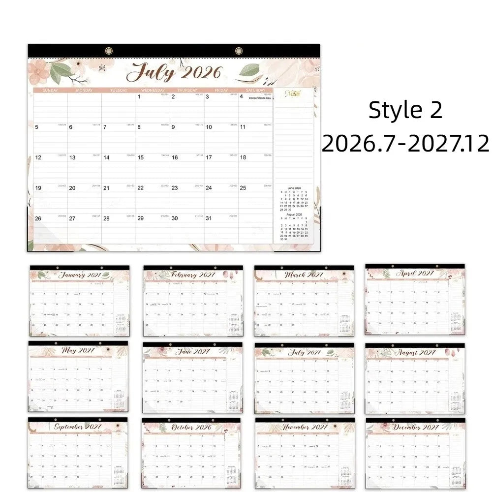 calendrier mural floral moderne notes faire planification quotidienne 18 mois