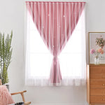 rideau moderne étoiles blancs gris clair bleu clair beige vert rose polyester translucide chambre