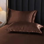 protège oreiller soie uni moderne beige gris rose vert violet bleu opulent brillant 48x74cm