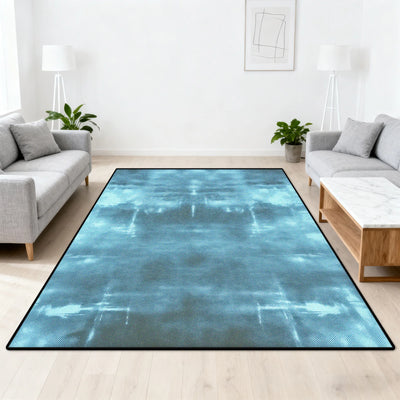 Tapis de sol moderne minimaliste unie vert dans un salon cosy