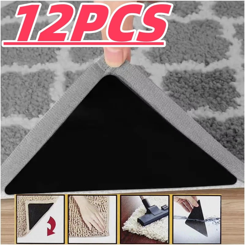protections anti dérapantes tapis adhésives utilitaires noires grises rouges marrons beige triangles intérieur salon