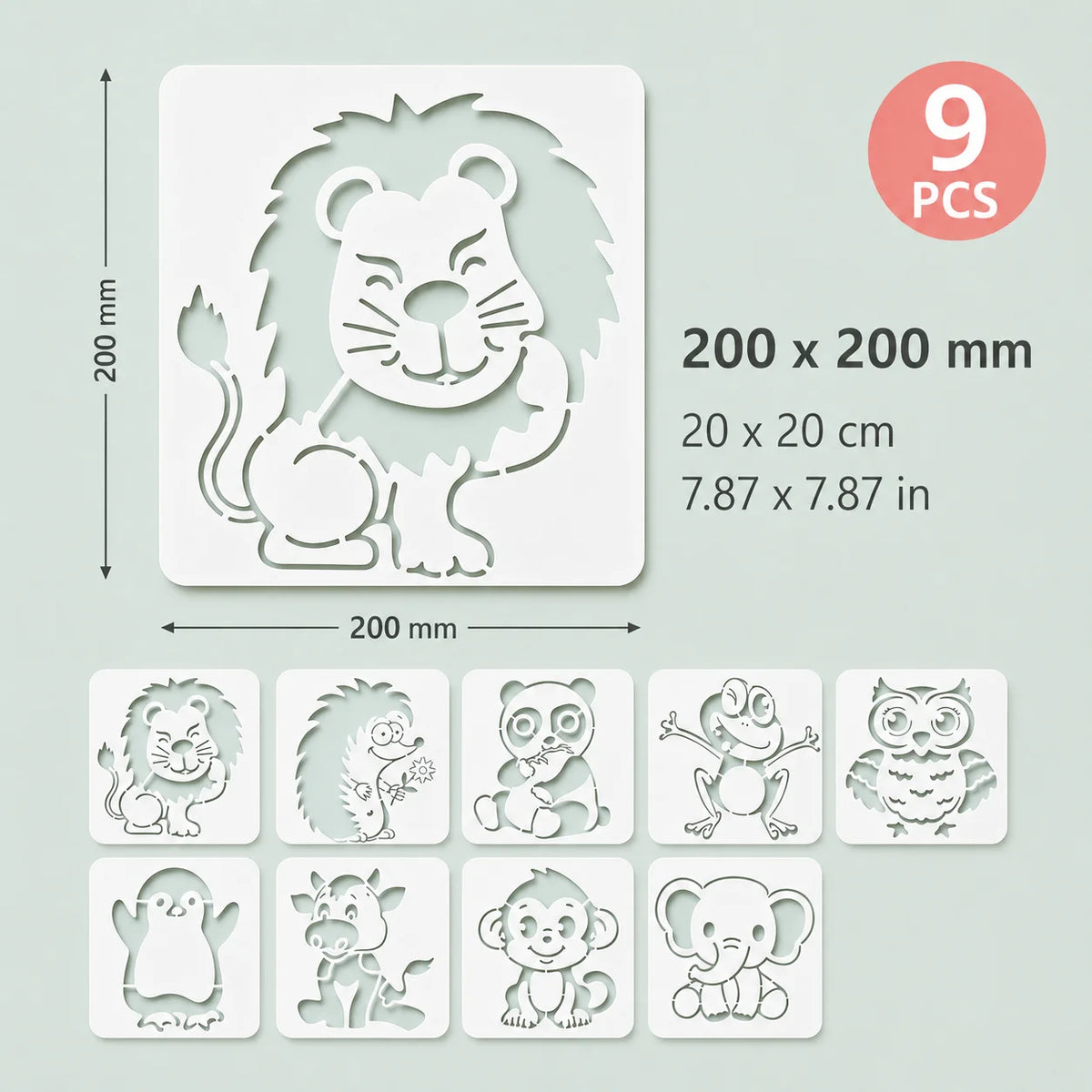 pochoirs animaux mignons blancs cartoon gabarits peinture tissu toile loisirs créatifs DIY différents