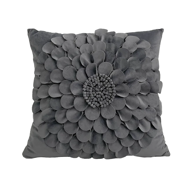 coussin velours moderne motif fleurs relief jaune gris rose blanc décoration intérieure sofa chaise
