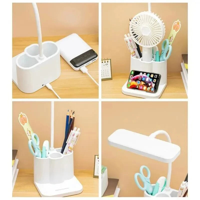 lampe rechargeable moderne pot crayons support smartphone blanc mat étudiants chambre