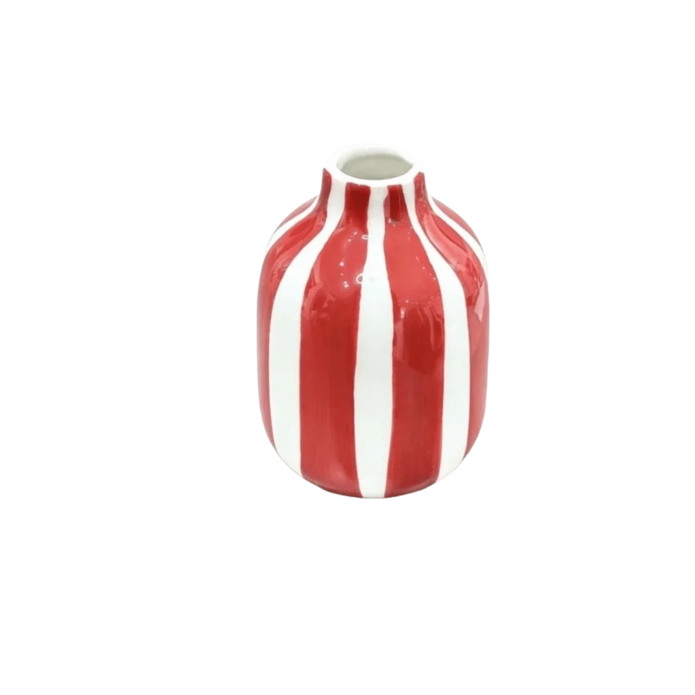 vase porcelaine rose blanc rayures horizontales moderne décoration intérieure arrangement floral maison