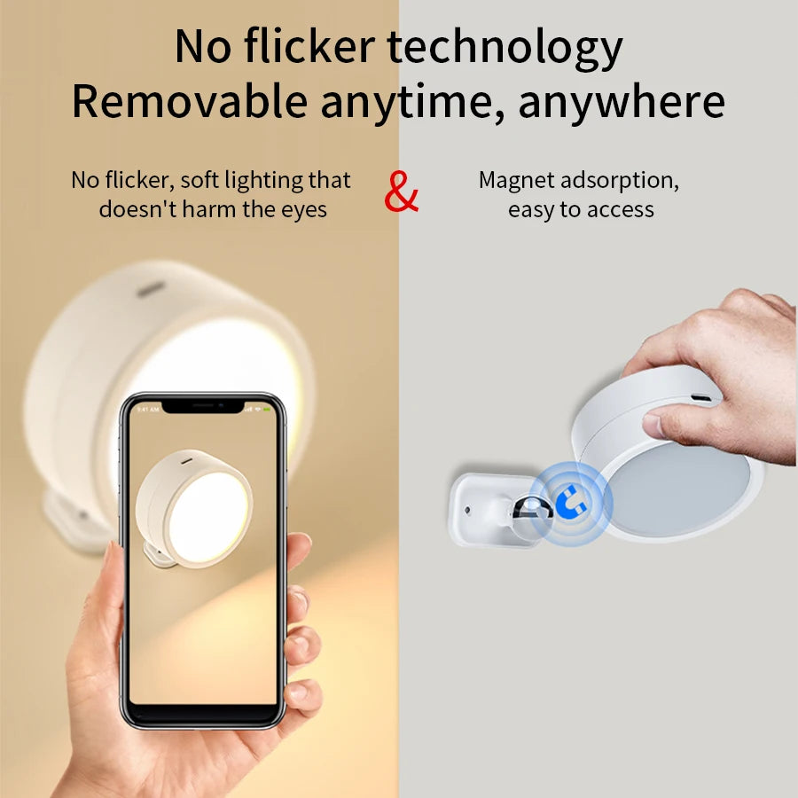 Lampe murale LED moderne rechargeable télécommande noir blanc rond minimaliste