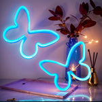 néons lumineux papillon cœur rose bleu violet blanc moderne décoration anniversaire noël mariage chambre