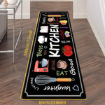tapis cuisine imprimé moderne motifs kitchen noir blanc polyvinyle polyester durable