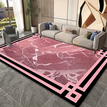 tapis sol moderne rose blanc motif pois flanelle douce antidérapant salon chambre fille