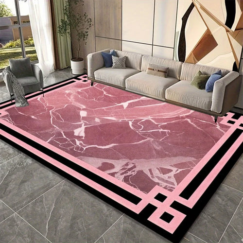 tapis sol moderne rose blanc motif pois flanelle douce antidérapant salon chambre fille
