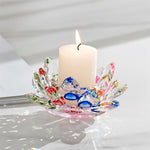 support bougie moderne transparent fleur lotus multicolore rose marron violet élégant décoration intérieure bougies